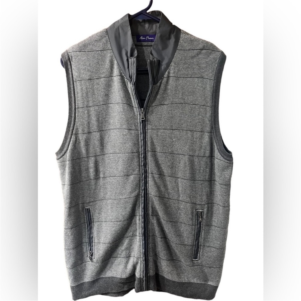 Alan Flusser Men’s Zip-up Sweater Vest - Gray - Large